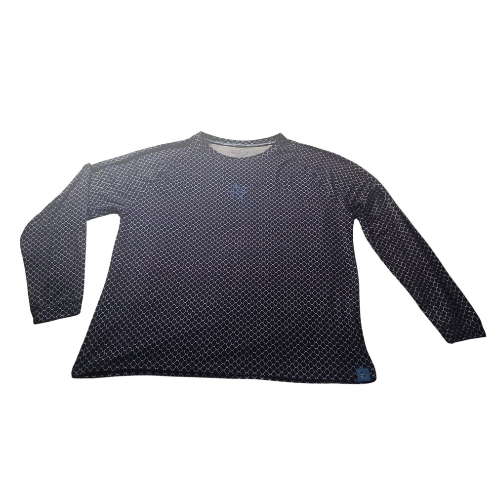 White Water LS-NET Mens XL Navy Geometric Print UV 50 Performance Fishing‎ Shirt